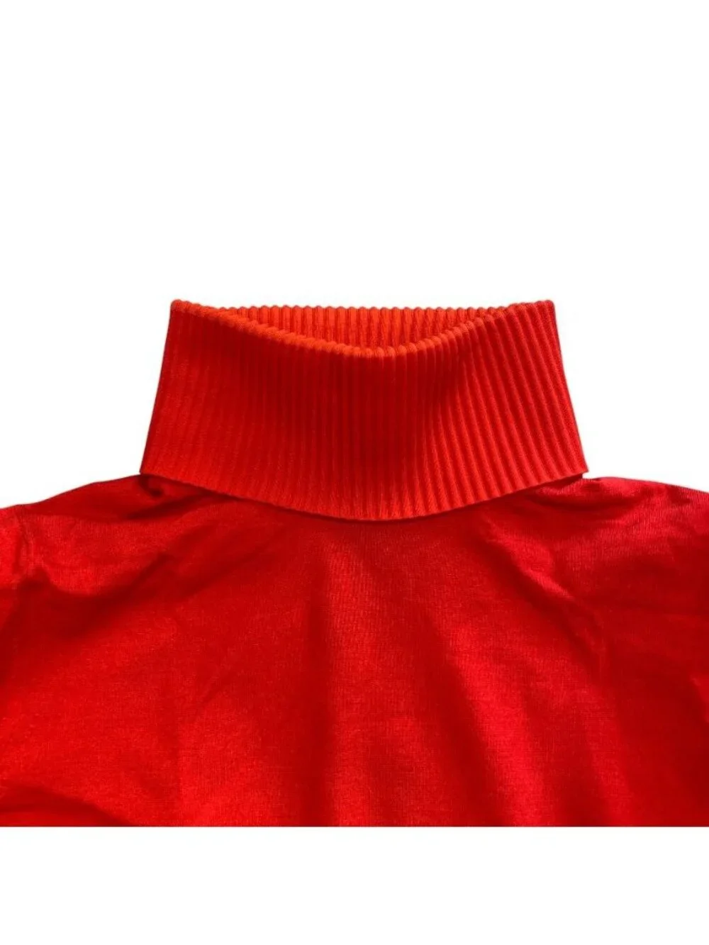 Louis Vuitton Turtleneck Knit Sweater Top Wool Polyurethane Red Fine Daily